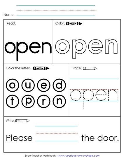 Worksheet 1: Open (Printable PDF Worksheet)