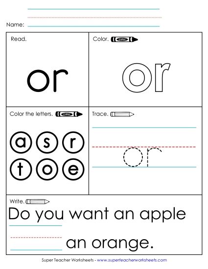 Worksheet 1: Or (Printable PDF Worksheet)