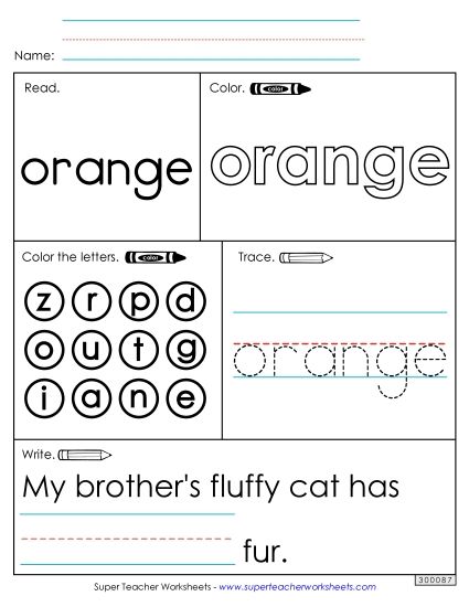 Worksheet 1: Orange (Printable PDF Worksheet)