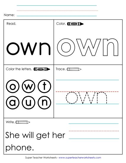 Worksheet 1: Own (Printable PDF Worksheet)