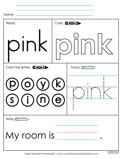 Worksheet 1: Pink (Printable PDF Worksheet)