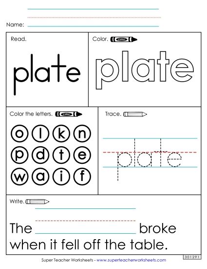 Worksheet 1: Plate (Printable PDF Worksheet)