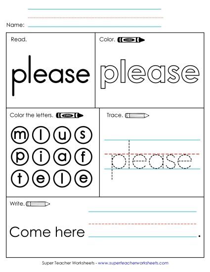 Worksheet 1: Please (Printable PDF Worksheet)