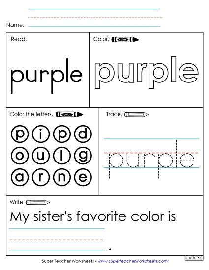 Worksheet 1: Purple (Printable PDF Worksheet)