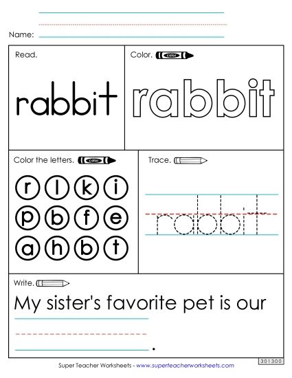Worksheet 1: Rabbit (Printable PDF Worksheet)
