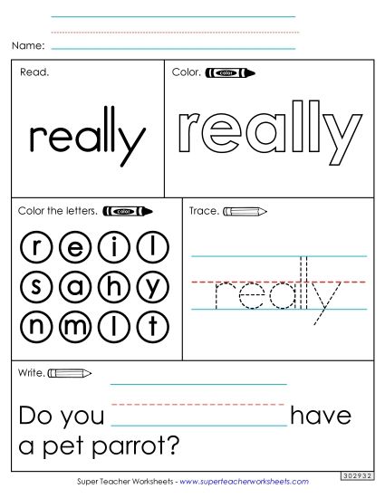Worksheet 1: Really (Printable PDF Worksheet)
