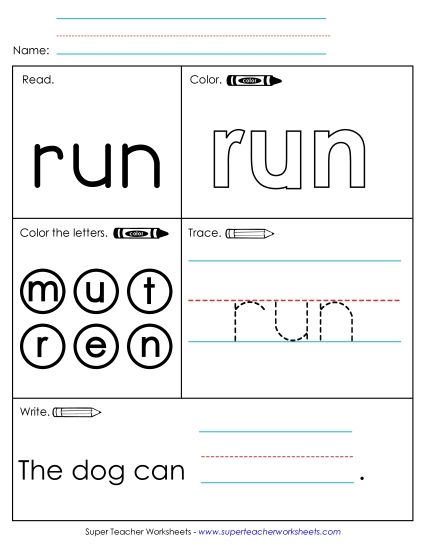 Worksheet 1: Run (Printable PDF Worksheet)