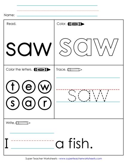 Worksheet 1: Saw (Printable PDF Worksheet)