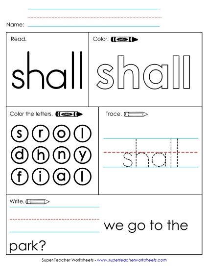Worksheet 1: Shall (Printable PDF Worksheet)