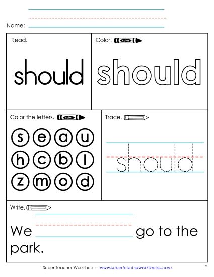 Worksheet 1: Should (Printable PDF Worksheet)