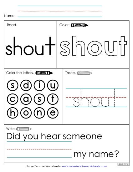 Worksheet 1: Shout (Printable PDF Worksheet)