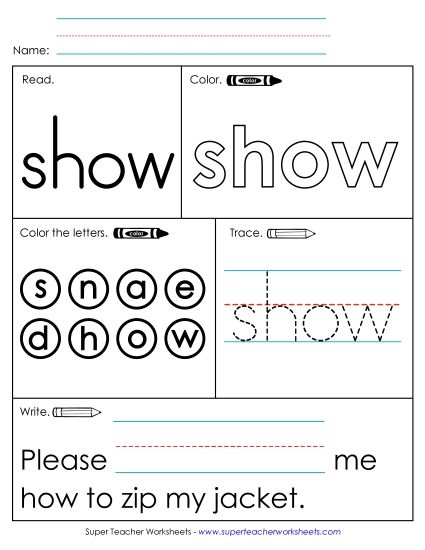 Worksheet 1: Show (Printable PDF Worksheet)