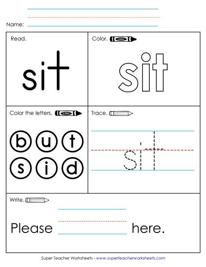 Worksheet 1: Sit (Printable PDF Worksheet)