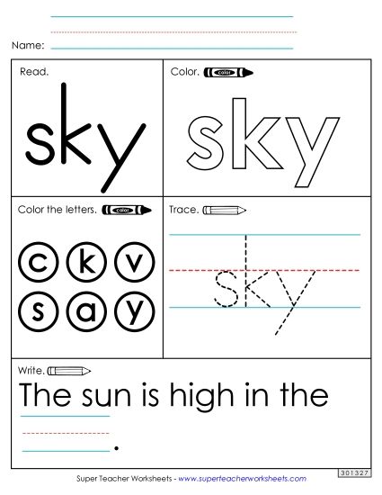 Worksheet 1: Sky (Printable PDF Worksheet)