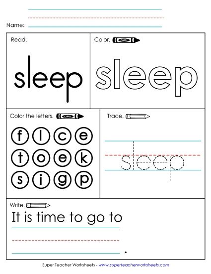 Worksheet 1: Sleep (Printable PDF Worksheet)