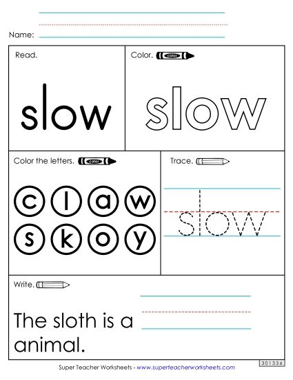 Worksheet 1: Slow (Printable PDF Worksheet)