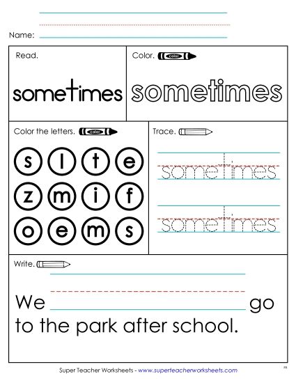 Worksheet 1: Sometimes (Printable PDF Worksheet)