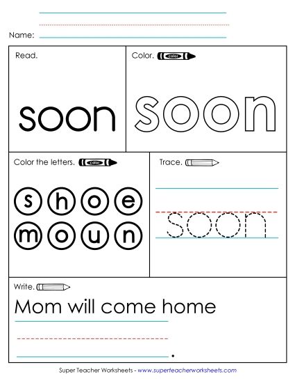 Worksheet 1: Soon (Printable PDF Worksheet)