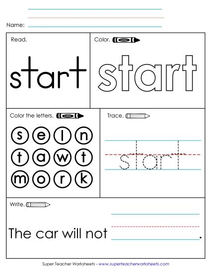 Worksheet 1: Start (Printable PDF Worksheet)