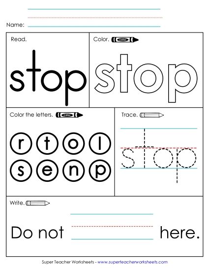 Worksheet 1: Stop (Printable PDF Worksheet)