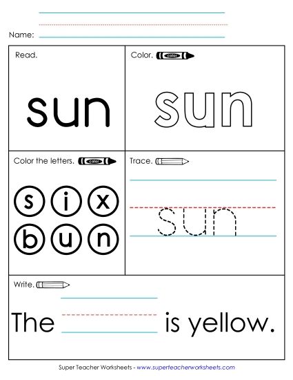 Worksheet 1: Sun (Printable PDF Worksheet)