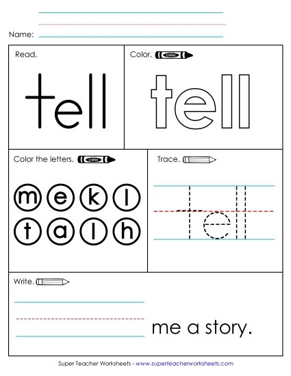 Worksheet 1: Tell (Printable PDF Worksheet)