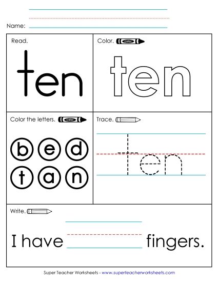 Worksheet 1: Ten (Printable PDF Worksheet)