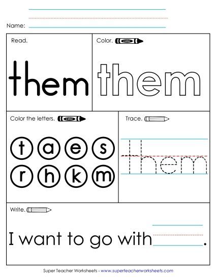 Worksheet 1: Them (Printable PDF Worksheet)