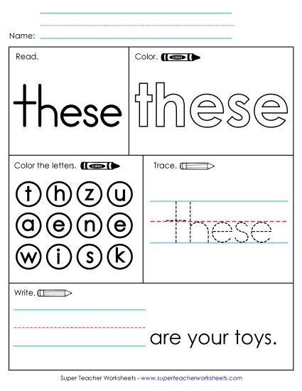 Worksheet 1: These (Printable PDF Worksheet)