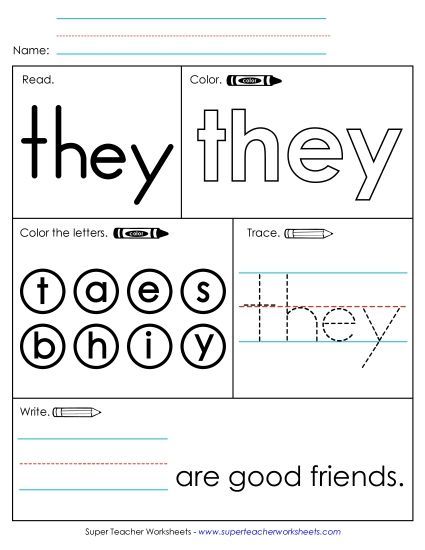 Worksheet 1: They (Printable PDF Worksheet)