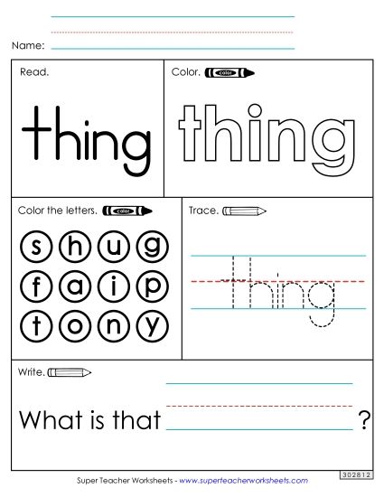 Worksheet 1: Thing (Printable PDF Worksheet)