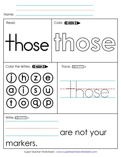 Worksheet 1: Those (Printable PDF Worksheet)