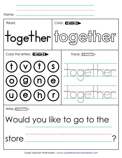 Worksheet 1: Together (Printable PDF Worksheet)