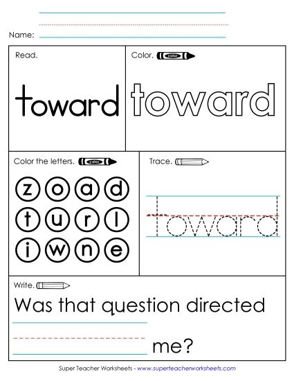 Worksheet 1: Toward (Printable PDF Worksheet)