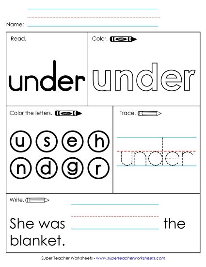 Worksheet 1: Under (Printable PDF Worksheet)