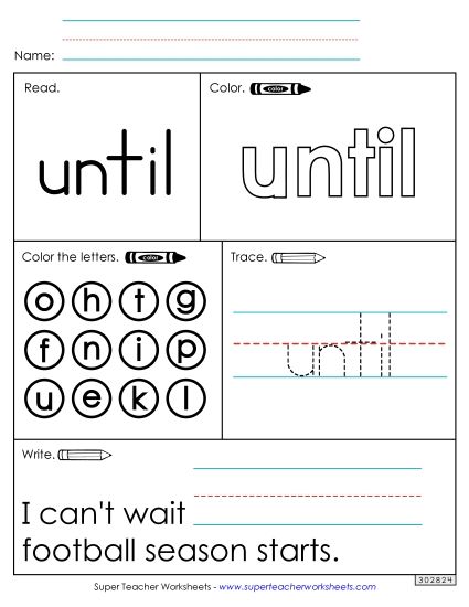 Worksheet 1: Until (Printable PDF Worksheet)