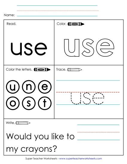 Worksheet 1: Use (Printable PDF Worksheet)