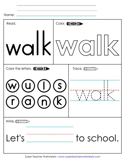 Worksheet 1: Walk (Printable PDF Worksheet)