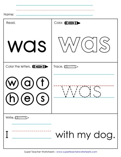 Worksheet 1: Was (Printable PDF Worksheet)