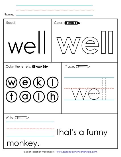 Worksheet 1: Well (Printable PDF Worksheet)