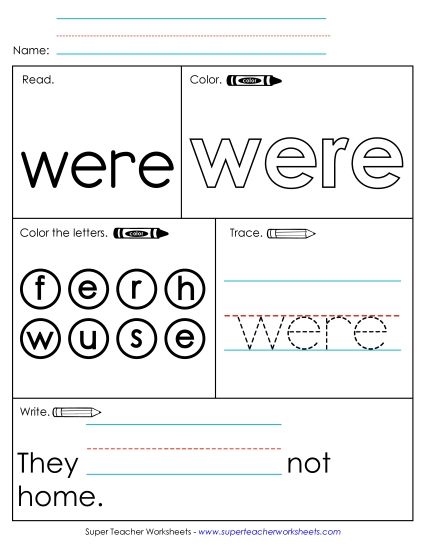 Worksheet 1: Were (Printable PDF Worksheet)