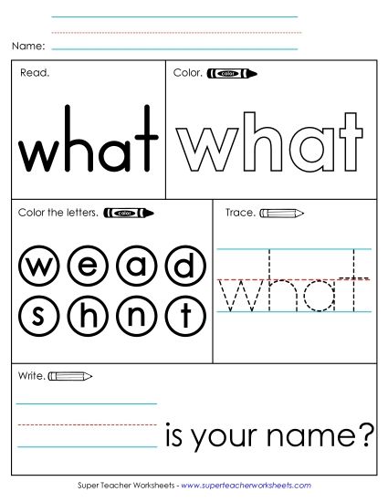 Worksheet 1: What (Printable PDF Worksheet)