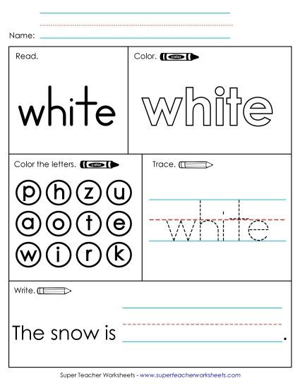 Worksheet 1: White (Printable PDF Worksheet)