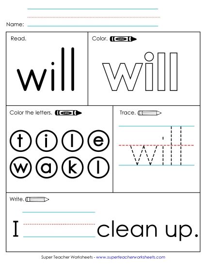Worksheet 1: Will (Printable PDF Worksheet)