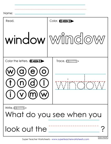 Worksheet 1: Window (Printable PDF Worksheet)