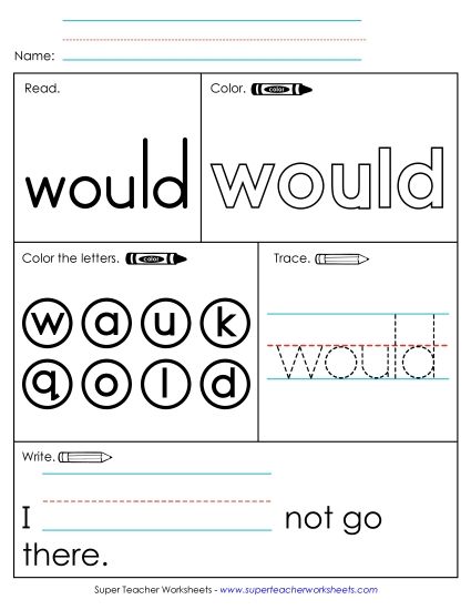 Worksheet 1: Would (Printable PDF Worksheet)