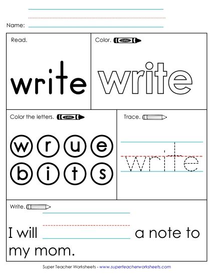 Worksheet 1: Write (Printable PDF Worksheet)