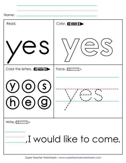 Worksheet 1: Yes (Printable PDF Worksheet)