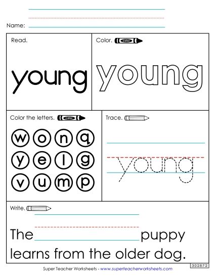 Worksheet 1: Young (Printable PDF Worksheet)