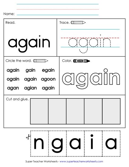 Worksheet 2: Again (Printable PDF Worksheet)